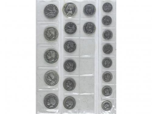 LOTES CENTENARIO. Lote 21 monedas 50 Centimos (8), 1 (7), 2 