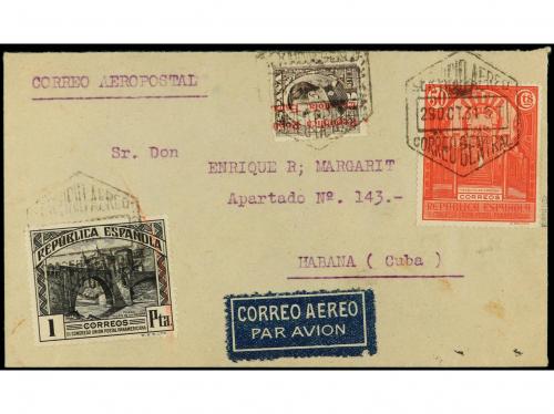 ✉ ESPAÑA. Ed. 594, 610 y 611. 1931. Carta dirigida a LA HABA