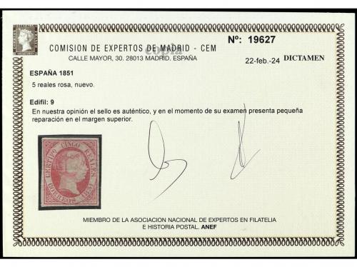 * ESPAÑA. Ed. 9. 5 reales rosa. Precioso sello pese a pequeñ