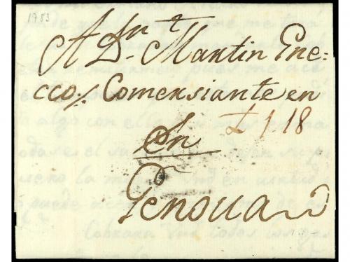 ESPAÑA. 1783. Carta de MADRID a GENOVA con marca "MADRID 10"