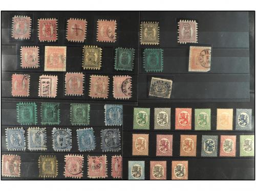FINLANDIA. 1866... Conjunto de sellos clásicos montado en fi