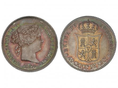 ISABEL II. 40 Centimos de Escudo. 1864. MADRID. 5,17 grs. (L