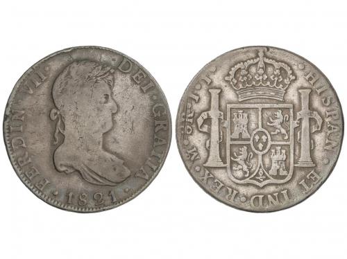 FERNANDO VII. 8 Reales. 1821. MÉXICO. J.J. 26,55 grs. Pátina